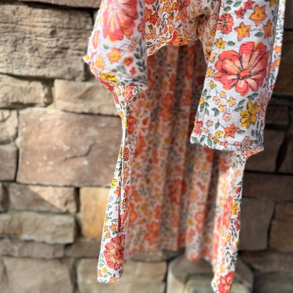 ANGIE Floral Twist Front A-Line Midi Dress Spaghetti Strap Boho Peasant - Picture 5 of 10